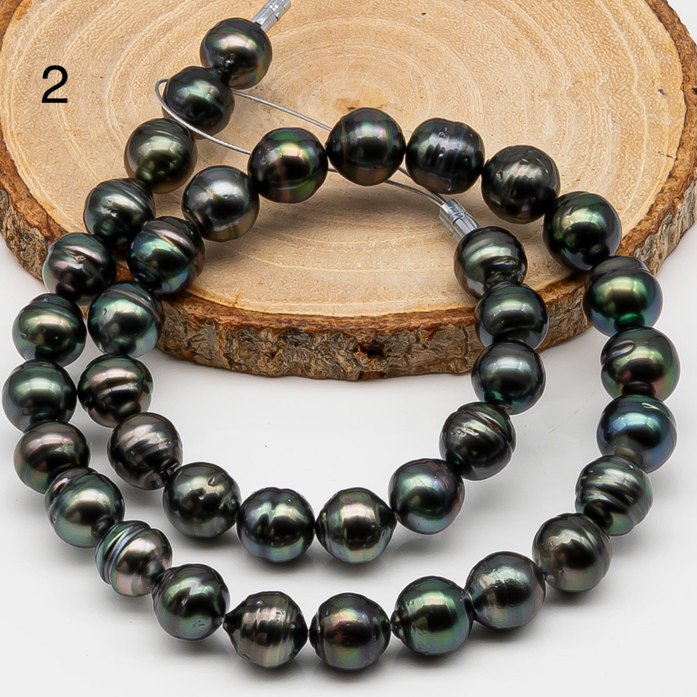 10-11mm Tahitian Pearl in Full Strand, Natural Colors , Temporarily Strung Black Pearls for Jewelry Making, SKU # 3255TH