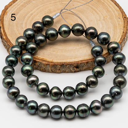10-11mm Tahitian Pearl in Full Strand, Natural Colors , Temporarily Strung Black Pearls for Jewelry Making, SKU # 3255TH