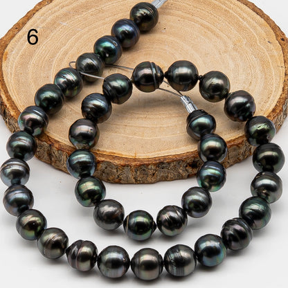 10-11mm Tahitian Pearl in Full Strand, Natural Colors , Temporarily Strung Black Pearls for Jewelry Making, SKU # 3255TH