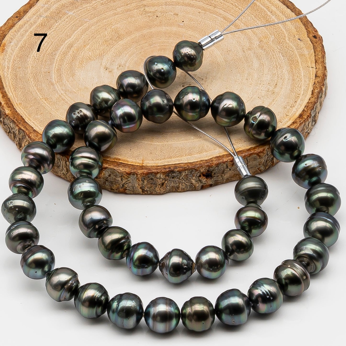10-11mm Tahitian Pearl in Full Strand, Natural Colors , Temporarily Strung Black Pearls for Jewelry Making, SKU # 3255TH