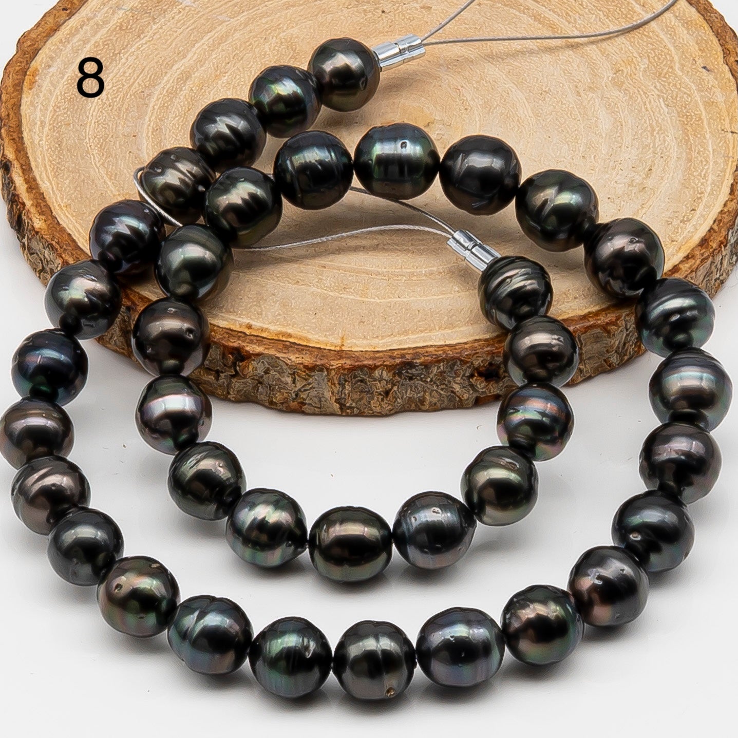 10-11mm Tahitian Pearl in Full Strand, Natural Colors , Temporarily Strung Black Pearls for Jewelry Making, SKU # 3255TH