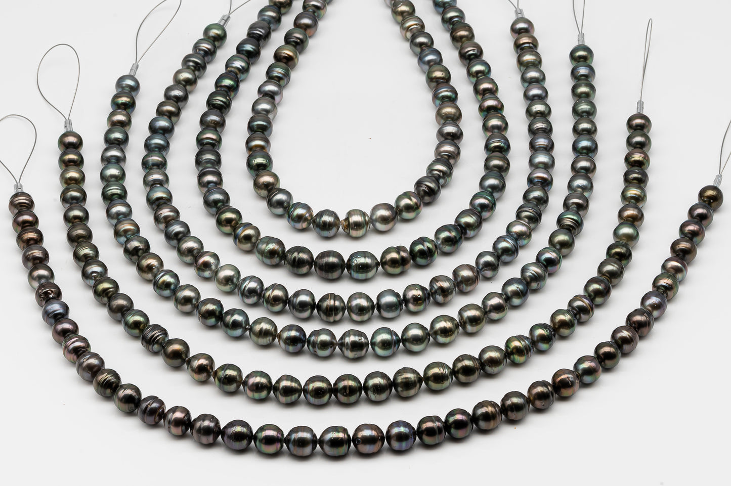 10-11mm Tahitian Pearl in Full Strand, Natural Colors , Temporarily Strung Black Pearls for Jewelry Making, SKU # 3256TH