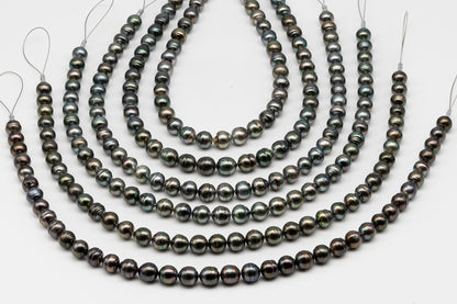 10-11mm Tahitian Pearl in Full Strand, Natural Colors , Temporarily Strung Black Pearls for Jewelry Making, SKU # 3256TH