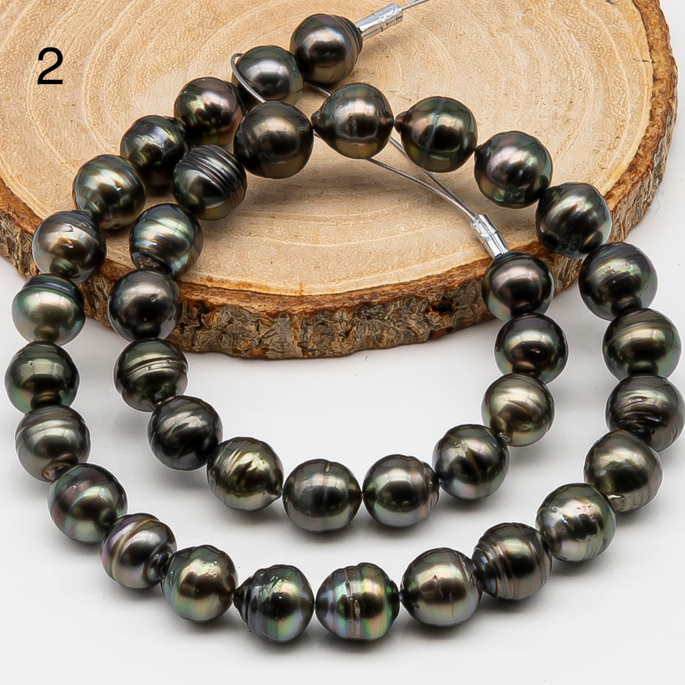 10-11mm Tahitian Pearl in Full Strand, Natural Colors , Temporarily Strung Black Pearls for Jewelry Making, SKU # 3256TH