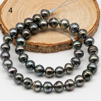 10-11mm Tahitian Pearl in Full Strand, Natural Colors , Temporarily Strung Black Pearls for Jewelry Making, SKU # 3256TH