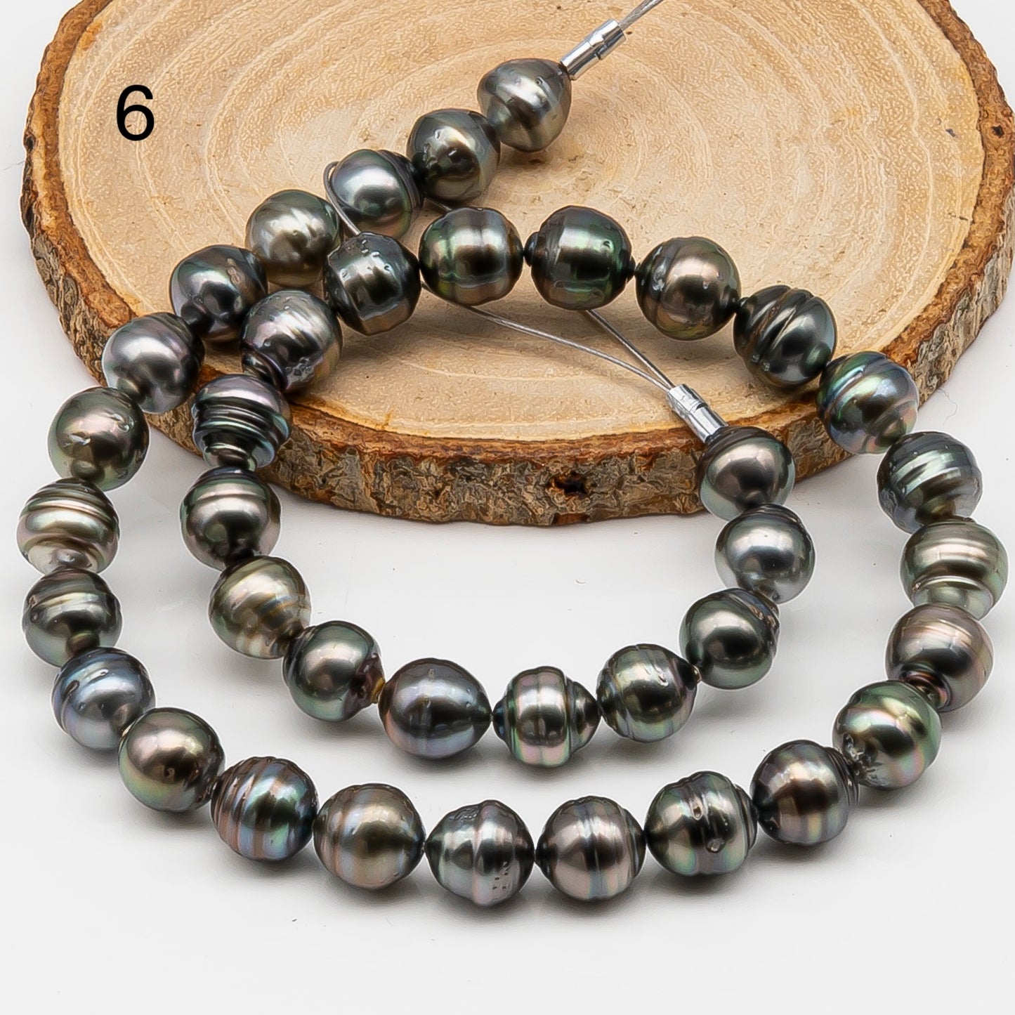 10-11mm Tahitian Pearl in Full Strand, Natural Colors , Temporarily Strung Black Pearls for Jewelry Making, SKU # 3256TH
