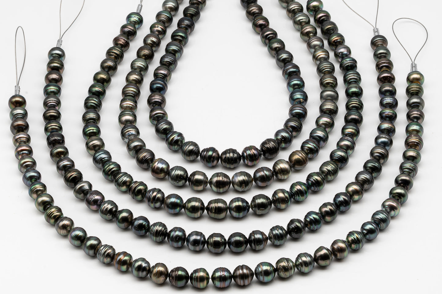 10-11mm Tahitian Pearl in Full Strand, Natural Colors , Temporarily Strung Black Pearls for Jewelry Making, SKU # 3257TH