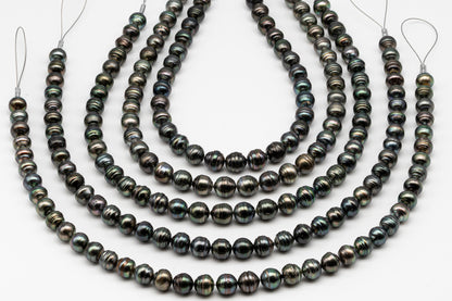 10-11mm Tahitian Pearl in Full Strand, Natural Colors , Temporarily Strung Black Pearls for Jewelry Making, SKU # 3257TH