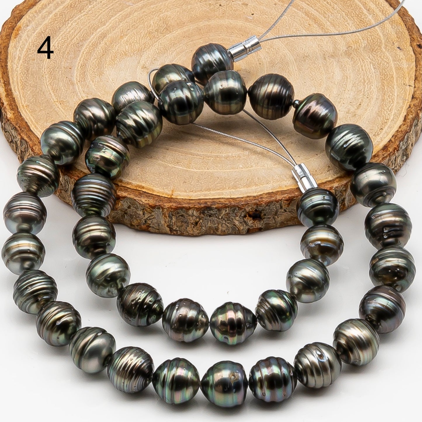 10-11mm Tahitian Pearl in Full Strand, Natural Colors , Temporarily Strung Black Pearls for Jewelry Making, SKU # 3257TH