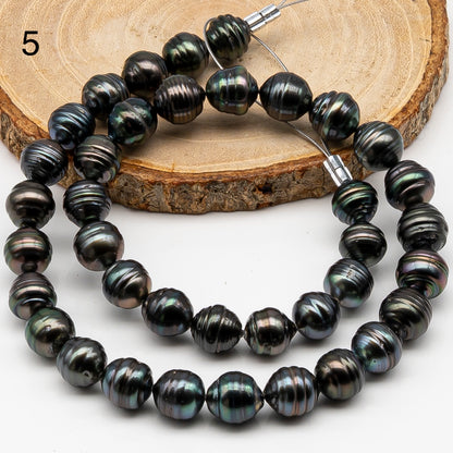 10-11mm Tahitian Pearl in Full Strand, Natural Colors , Temporarily Strung Black Pearls for Jewelry Making, SKU # 3257TH