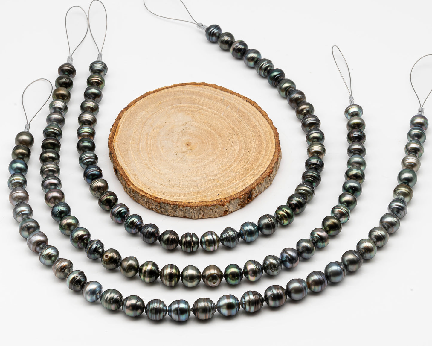 11-12mm Tahitian Pearl in Full Strand, Natural Colors , Temporarily Strung Black Pearls for Jewelry Making, SKU # 3260TH