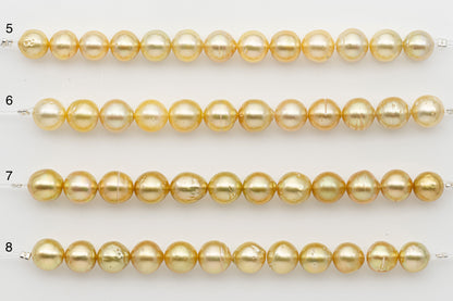 8-9mm Golden South Sea Pearl Short Strand with Blemishes, Natural Color Pearls for Jewelry Making, SKU # 3292GS