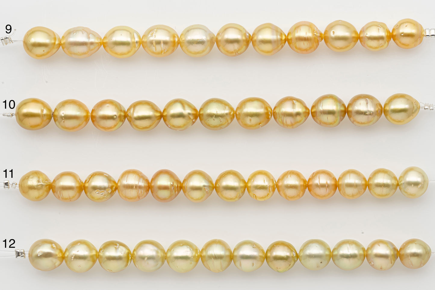 8-9mm Golden South Sea Pearl Short Strand with Blemishes, Natural Color Pearls for Jewelry Making, SKU # 3292GS