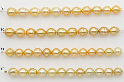 8-9mm Golden South Sea Pearl Short Strand with Blemishes, Natural Color Pearls for Jewelry Making, SKU # 3292GS