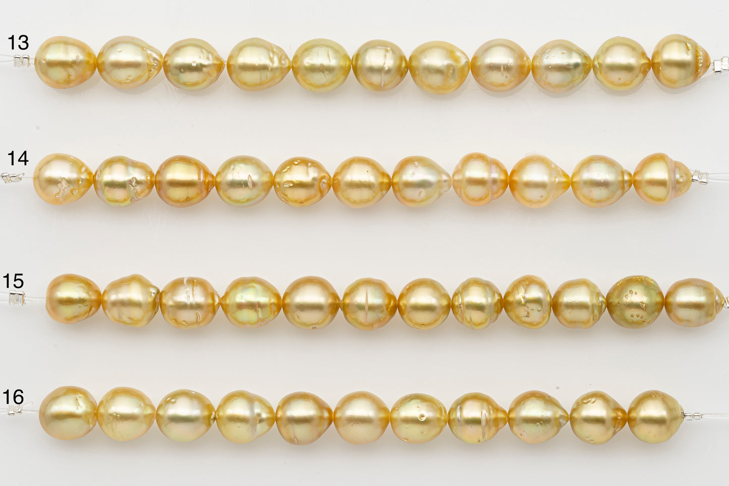 8-9mm Golden South Sea Pearl Short Strand with Blemishes, Natural Color Pearls for Jewelry Making, SKU # 3292GS