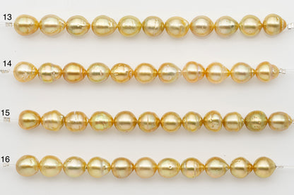 8-9mm Golden South Sea Pearl Short Strand with Blemishes, Natural Color Pearls for Jewelry Making, SKU # 3292GS