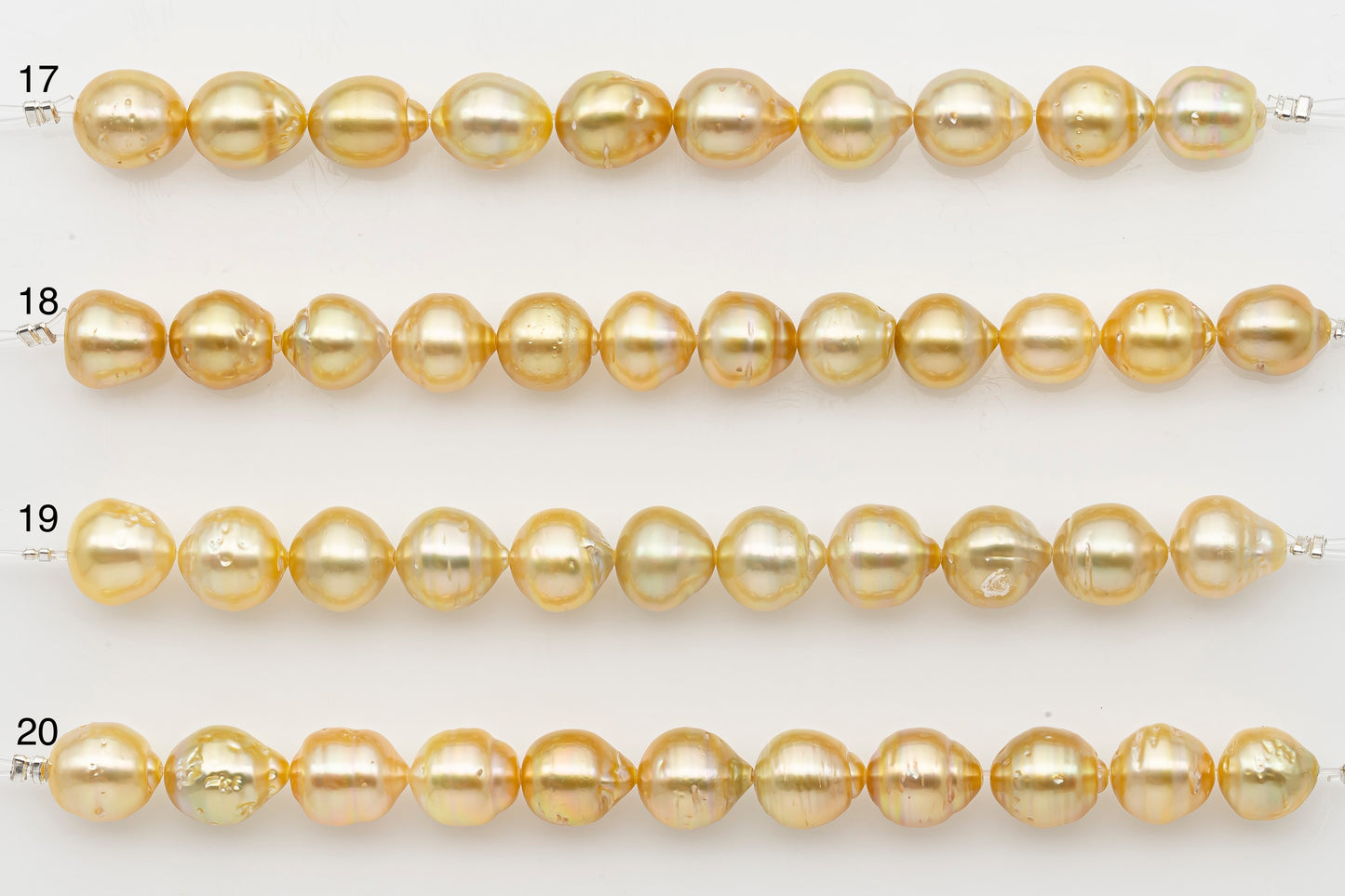 8-9mm Golden South Sea Pearl Short Strand with Blemishes, Natural Color Pearls for Jewelry Making, SKU # 3292GS