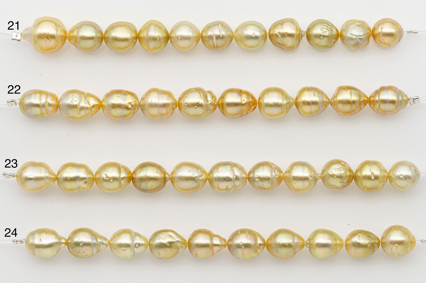 8-9mm Golden South Sea Pearl Short Strand with Blemishes, Natural Color Pearls for Jewelry Making, SKU # 3292GS
