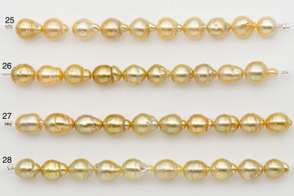 8-9mm Golden South Sea Pearl Short Strand with Blemishes, Natural Color Pearls for Jewelry Making, SKU # 3292GS