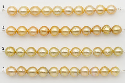9-10mm Golden South Sea Pearl Short Strand with Blemishes, Natural Color Pearls for Jewelry Making, SKU # 3293GS