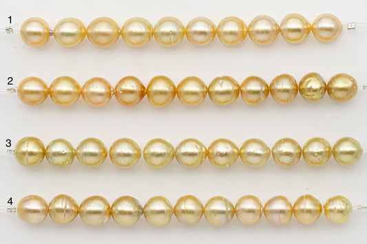 9-10mm Golden South Sea Pearl Short Strand with Blemishes, Natural Color Pearls for Jewelry Making, SKU # 3293GS