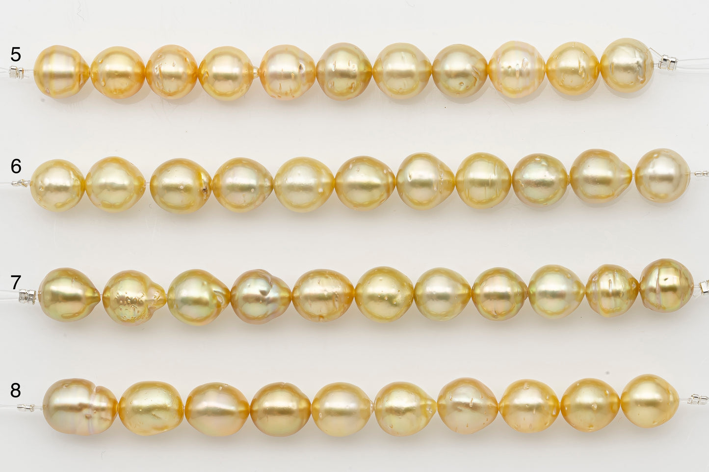 9-10mm Golden South Sea Pearl Short Strand with Blemishes, Natural Color Pearls for Jewelry Making, SKU # 3293GS