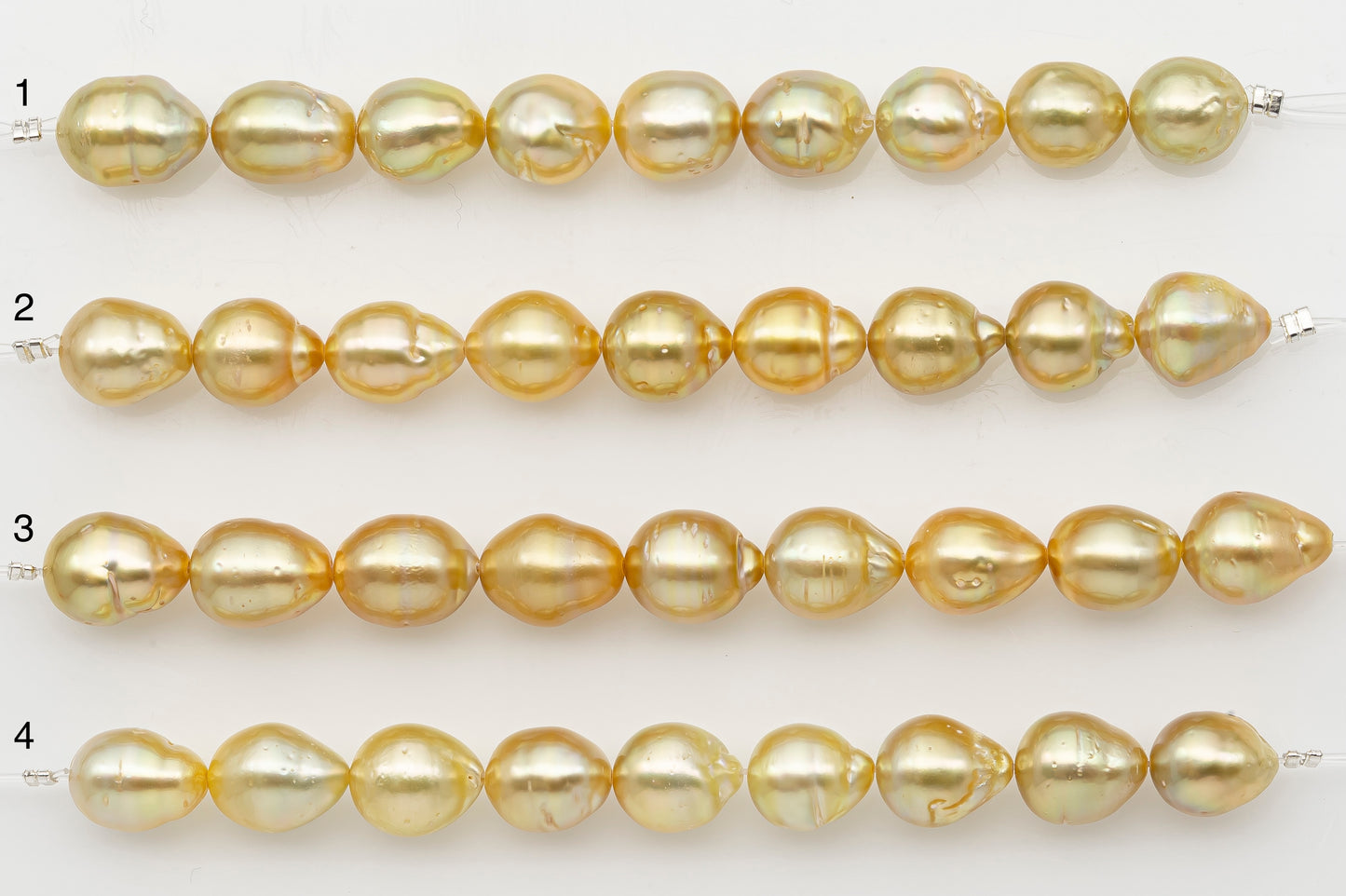 9-10mm Golden South Sea Pearl Short Strand with Blemishes, Natural Color Pearls for Jewelry Making, SKU # 3294GS