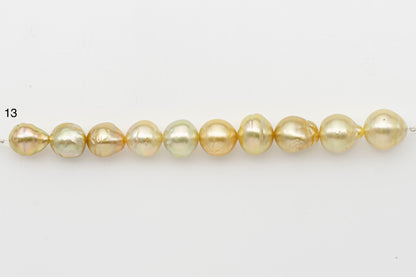 9-10mm Golden South Sea Pearl Short Strand with Blemishes, Natural Color Pearls for Jewelry Making, SKU # 3293GS