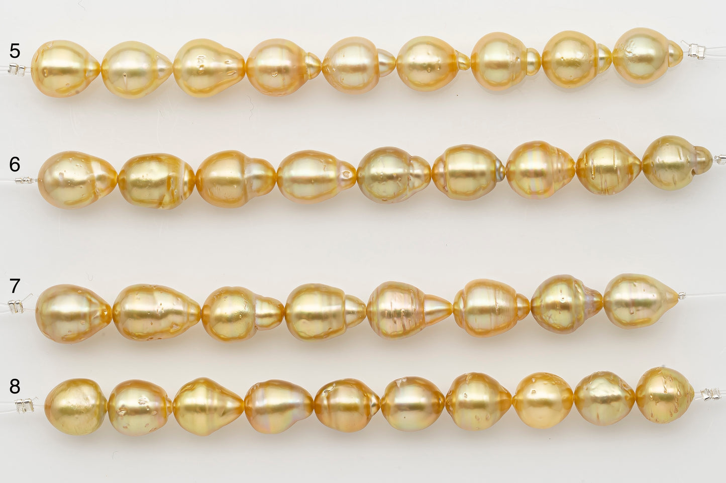 9-10mm Golden South Sea Pearl Short Strand with Blemishes, Natural Color Pearls for Jewelry Making, SKU # 3294GS