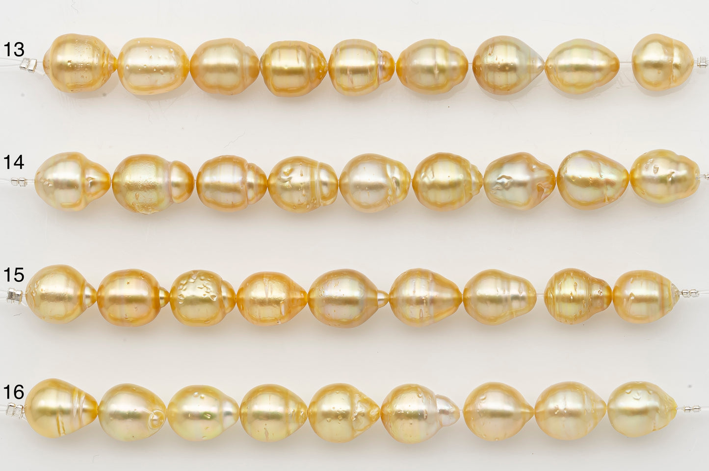 9-10mm Golden South Sea Pearl Short Strand with Blemishes, Natural Color Pearls for Jewelry Making, SKU # 3294GS