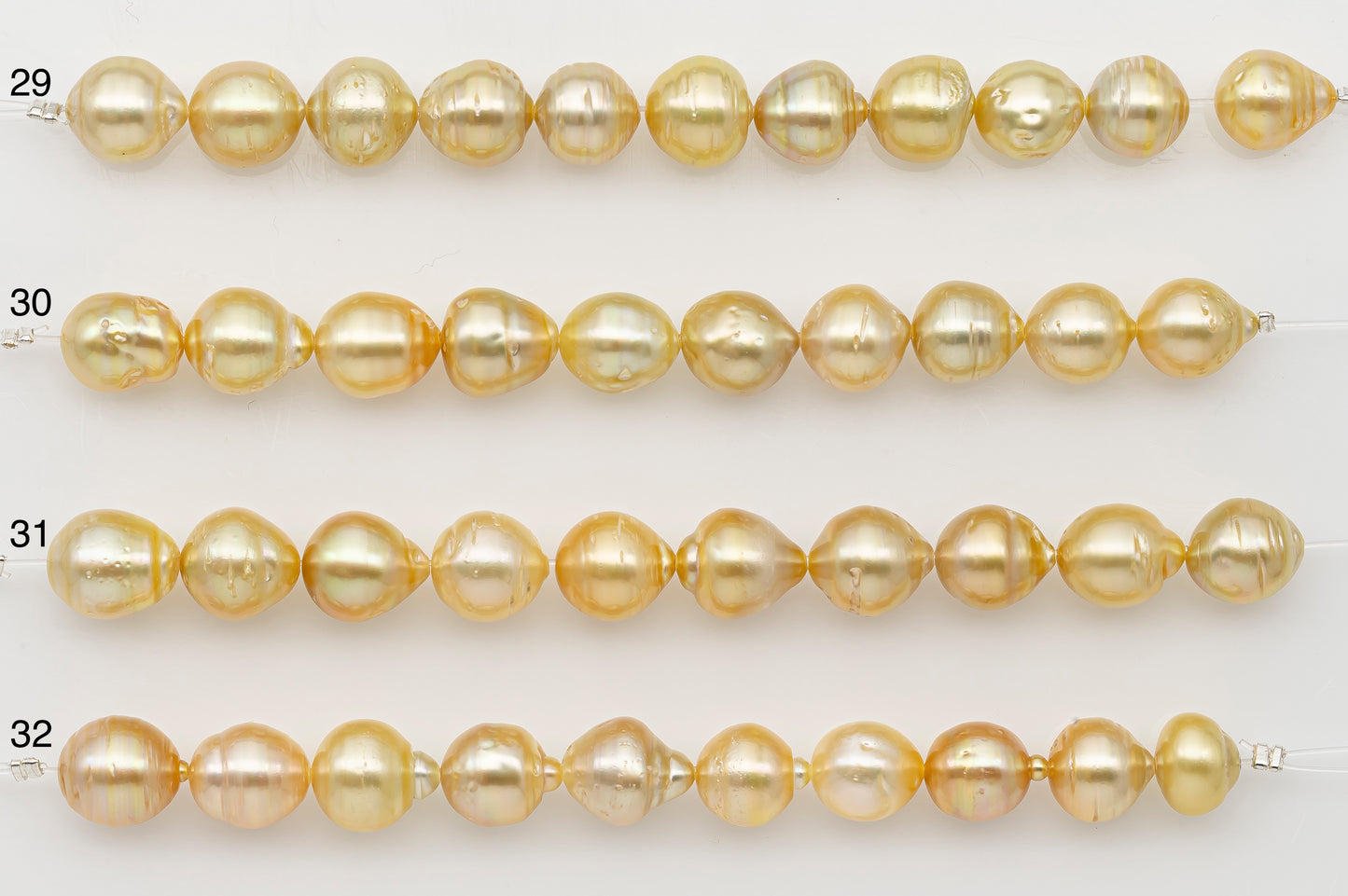 9-10mm Golden South Sea Pearl Short Strand with Blemishes, Natural Color Pearls for Jewelry Making, SKU # 3294GS