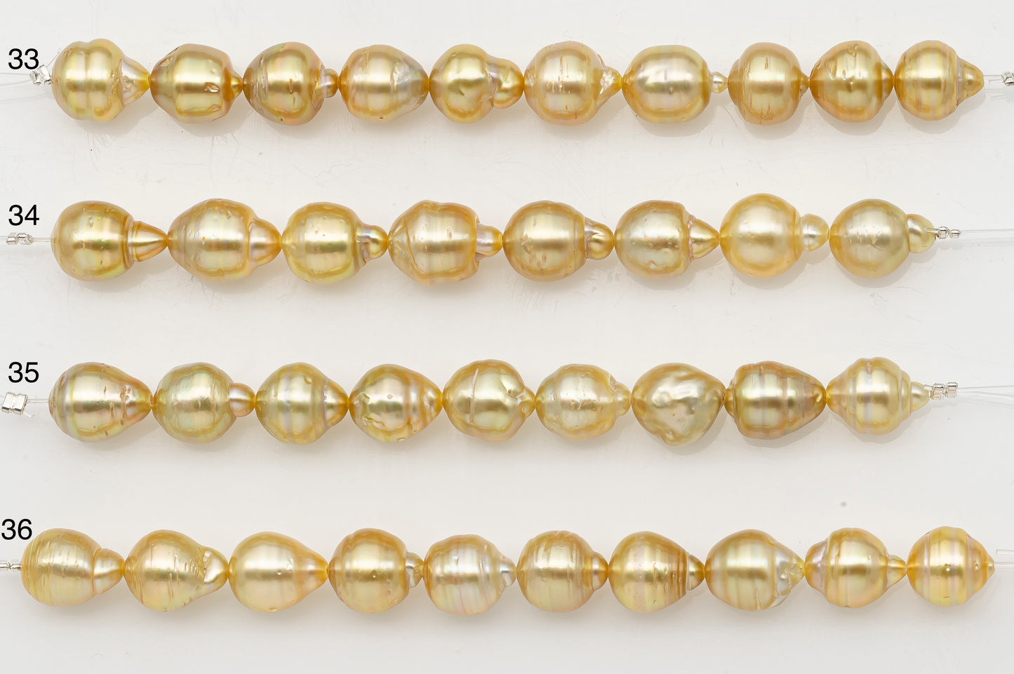 9-10mm Golden South Sea Pearl Short Strand with Blemishes, Natural Color Pearls for Jewelry Making, SKU # 3294GS