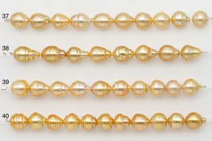 9-10mm Golden South Sea Pearl Short Strand with Blemishes, Natural Color Pearls for Jewelry Making, SKU # 3294GS
