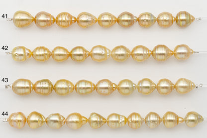 9-10mm Golden South Sea Pearl Short Strand with Blemishes, Natural Color Pearls for Jewelry Making, SKU # 3294GS