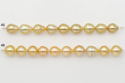 9-10mm Golden South Sea Pearl Short Strand with Blemishes, Natural Color Pearls for Jewelry Making, SKU # 3294GS