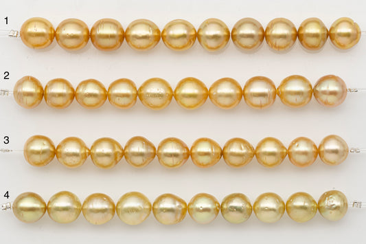 10-11mm Golden South Sea Pearl Short Strand with Blemishes, Natural Color Pearls for Jewelry Making, SKU # 3295GS