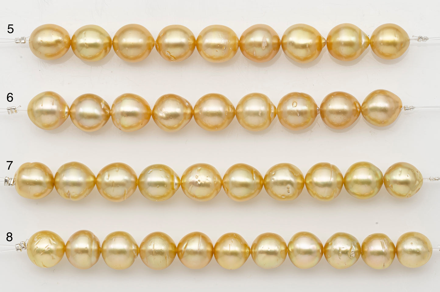 10-11mm Golden South Sea Pearl Short Strand with Blemishes, Natural Color Pearls for Jewelry Making, SKU # 3295GS