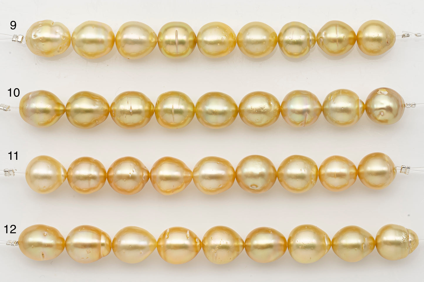 10-11mm Golden South Sea Pearl Short Strand with Blemishes, Natural Color Pearls for Jewelry Making, SKU # 3295GS