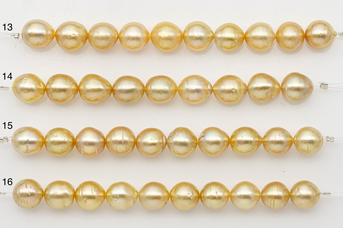 10-11mm Golden South Sea Pearl Short Strand with Blemishes, Natural Color Pearls for Jewelry Making, SKU # 3295GS