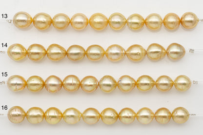 10-11mm Golden South Sea Pearl Short Strand with Blemishes, Natural Color Pearls for Jewelry Making, SKU # 3295GS