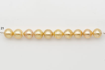 10-11mm Golden South Sea Pearl Short Strand with Blemishes, Natural Color Pearls for Jewelry Making, SKU # 3295GS