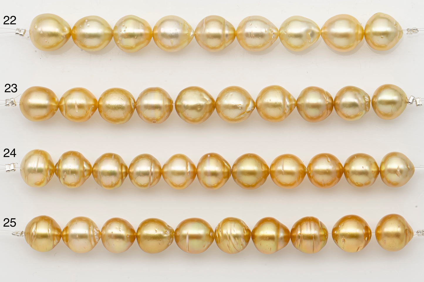 10-11mm Golden South Sea Pearl Short Strand with Blemishes, Natural Color Pearls for Jewelry Making, SKU # 3295GS