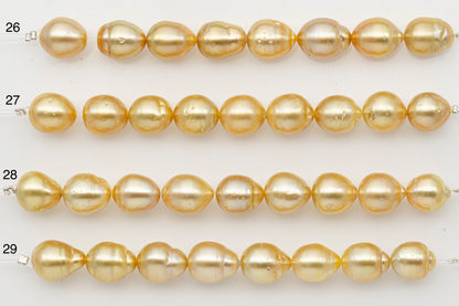 10-11mm Golden South Sea Pearl Short Strand with Blemishes, Natural Color Pearls for Jewelry Making, SKU # 3295GS