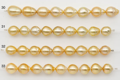10-11mm Golden South Sea Pearl Short Strand with Blemishes, Natural Color Pearls for Jewelry Making, SKU # 3295GS