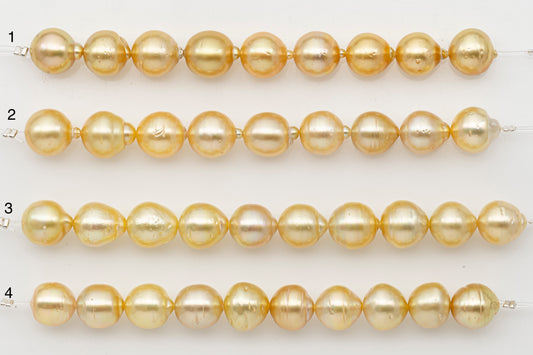 10-11mm Golden South Sea Pearl Short Strand with Blemishes, Natural Color Pearls for Jewelry Making, SKU # 3296GS