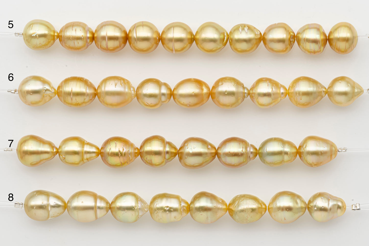 10-11mm Golden South Sea Pearl Short Strand with Blemishes, Natural Color Pearls for Jewelry Making, SKU # 3296GS