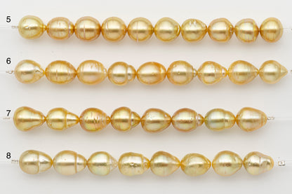 10-11mm Golden South Sea Pearl Short Strand with Blemishes, Natural Color Pearls for Jewelry Making, SKU # 3296GS