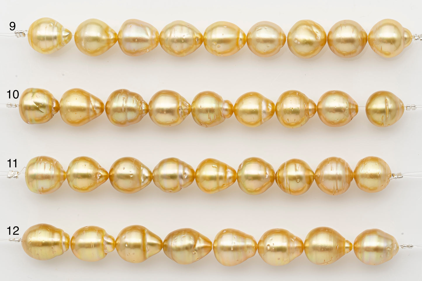 10-11mm Golden South Sea Pearl Short Strand with Blemishes, Natural Color Pearls for Jewelry Making, SKU # 3296GS