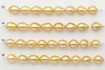 10-11mm Golden South Sea Pearl Short Strand with Blemishes, Natural Color Pearls for Jewelry Making, SKU # 3296GS