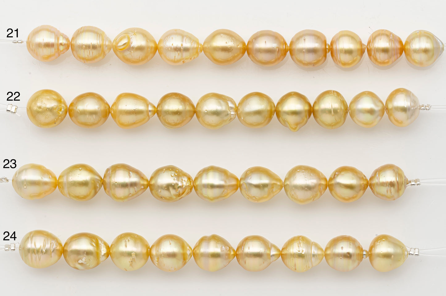 10-11mm Golden South Sea Pearl Short Strand with Blemishes, Natural Color Pearls for Jewelry Making, SKU # 3296GS